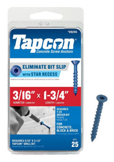 Tapcon 24255 Concrete Screw Anchor, 3/16 in Dia, 1-3/4 in L, Steel